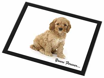 Cockerpoodle Puppy "Yours Forever..." Black Rim High Quality Glass Placemat