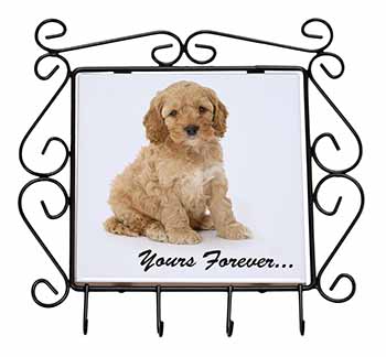 Cockerpoodle Puppy "Yours Forever..." Wrought Iron Key Holder Hooks