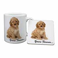 Cockerpoodle Puppy "Yours Forever..." Mug and Coaster Set
