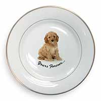 Cockerpoodle Puppy "Yours Forever..." Gold Rim Plate Printed Full Colour in Gift