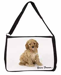 Cockerpoodle Puppy "Yours Forever..." Large Black Laptop Shoulder Bag School/Col