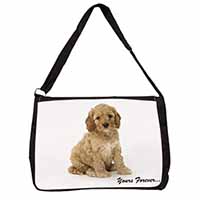 Cockerpoodle Puppy "Yours Forever..." Large Black Laptop Shoulder Bag School/Col