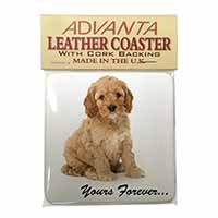 Cockerpoodle Puppy "Yours Forever..." Single Leather Photo Coaster