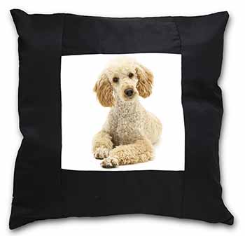 Apricot Poodle Black Satin Feel Scatter Cushion