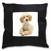 Apricot Poodle Black Satin Feel Scatter Cushion