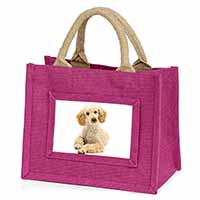 Apricot Poodle Little Girls Small Pink Jute Shopping Bag