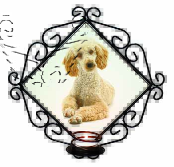 Apricot Poodle Wrought Iron Wall Art Candle Holder