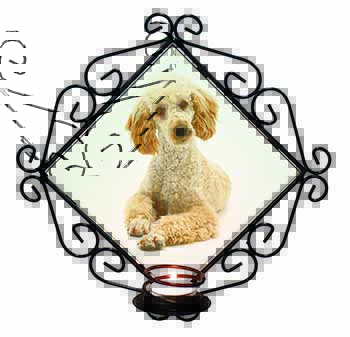 Apricot Poodle Wrought Iron Wall Art Candle Holder