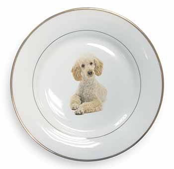 Apricot Poodle Gold Rim Plate Printed Full Colour in Gift Box