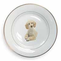 Apricot Poodle Gold Rim Plate Printed Full Colour in Gift Box