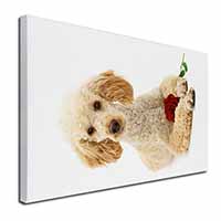 Poodle with Red Rose Canvas X-Large 30"x20" Wall Art Print