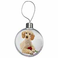 Poodle with Red Rose Christmas Bauble