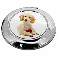 Poodle with Red Rose Make-Up Round Compact Mirror
