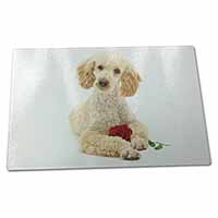Large Glass Cutting Chopping Board Poodle with Red Rose