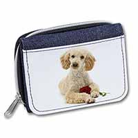 Poodle with Red Rose Unisex Denim Purse Wallet
