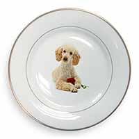 Poodle with Red Rose Gold Rim Plate Printed Full Colour in Gift Box
