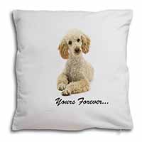 Apricot Poodle "Yours Forever..." Soft White Velvet Feel Scatter Cushion