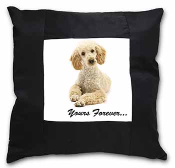 Apricot Poodle "Yours Forever..." Black Satin Feel Scatter Cushion
