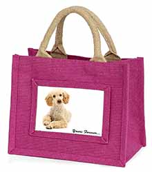 Apricot Poodle "Yours Forever..." Little Girls Small Pink Jute Shopping Bag