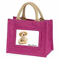 Apricot Poodle "Yours Forever..." Little Girls Small Pink Jute Shopping Bag