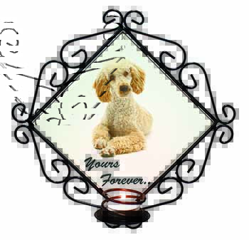 Apricot Poodle "Yours Forever..." Wrought Iron Wall Art Candle Holder