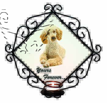 Apricot Poodle "Yours Forever..." Wrought Iron Wall Art Candle Holder