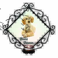 Apricot Poodle "Yours Forever..." Wrought Iron Wall Art Candle Holder