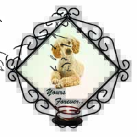 Apricot Poodle "Yours Forever..." Wrought Iron Wall Art Candle Holder