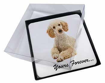 4x Apricot Poodle "Yours Forever..." Picture Table Coasters Set in Gift Box