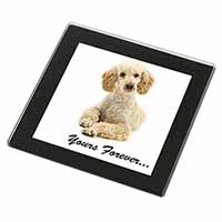 Apricot Poodle "Yours Forever..." Black Rim High Quality Glass Coaster