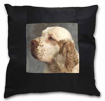 Clumber Spaniel Dog Black Satin Feel Scatter Cushion