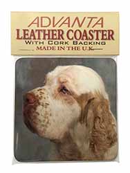 Clumber Spaniel Dog Single Leather Photo Coaster