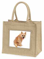 Cairn Terrier Dog Natural/Beige Jute Large Shopping Bag