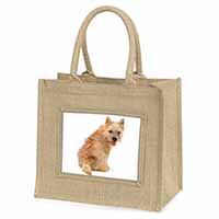 Cairn Terrier Dog Natural/Beige Jute Large Shopping Bag