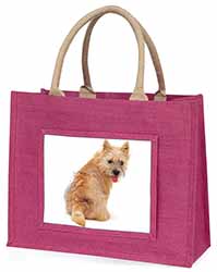 Cairn Terrier Dog Large Pink Jute Shopping Bag