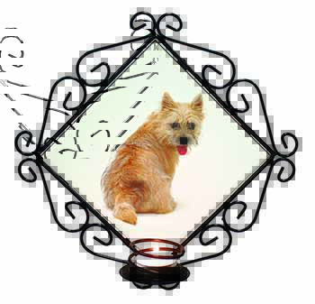 Cairn Terrier Dog Wrought Iron Wall Art Candle Holder