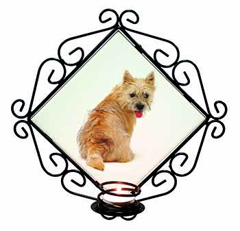 Cairn Terrier Dog Wrought Iron Wall Art Candle Holder