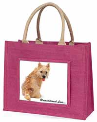 Cairn Terrier Dog With Love Large Pink Jute Shopping Bag