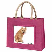 Cairn Terrier Dog With Love Large Pink Jute Shopping Bag