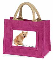 Cairn Terrier Dog With Love Little Girls Small Pink Jute Shopping Bag