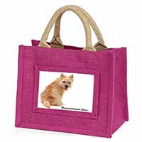 Cairn Terrier Dog With Love Little Girls Small Pink Jute Shopping Bag