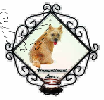 Cairn Terrier Dog With Love Wrought Iron Wall Art Candle Holder