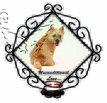 Cairn Terrier Dog With Love Wrought Iron Wall Art Candle Holder