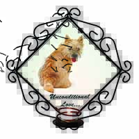 Cairn Terrier Dog With Love Wrought Iron Wall Art Candle Holder