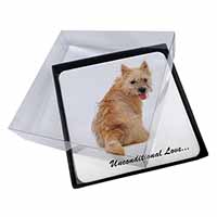 4x Cairn Terrier Dog With Love Picture Table Coasters Set in Gift Box