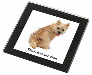 Cairn Terrier Dog With Love Black Rim High Quality Glass Coaster