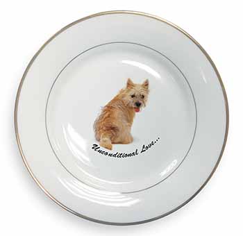 Cairn Terrier Dog With Love Gold Rim Plate Printed Full Colour in Gift Box