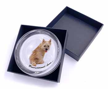 Cairn Terrier Dog With Love Glass Paperweight in Gift Box