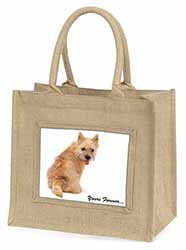 Cairn Terrier Dog "Yours Forever..." Natural/Beige Jute Large Shopping Bag