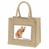 Cairn Terrier Dog "Yours Forever..." Natural/Beige Jute Large Shopping Bag